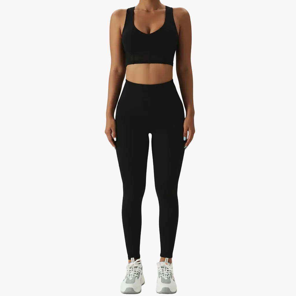 Dámské běžecké fitness oblečení s efektními zády, barva nude