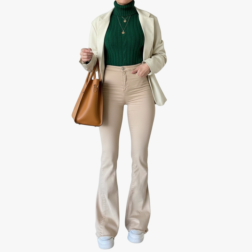 Džíny s vysokým pasem a zvonovými rozšířenými nohavicemi (High Waisted Bell Bottom Flare Jeans)