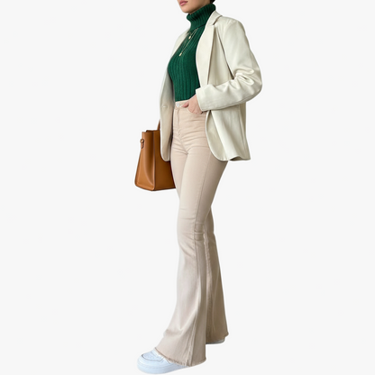 Džíny s vysokým pasem a zvonovými rozšířenými nohavicemi (High Waisted Bell Bottom Flare Jeans)