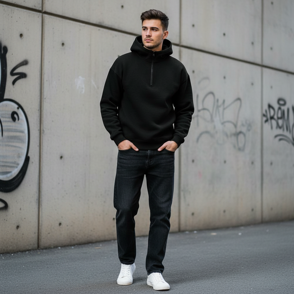 Klasická mikina s kapucí přes hlavu