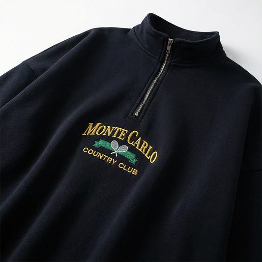 Retro sportovní mikina Monte Carlo na čtvrtý zip