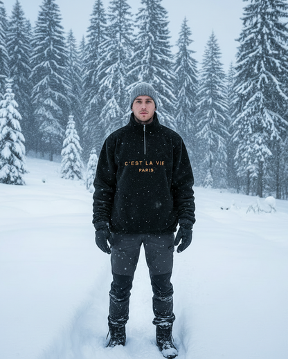 "C'EST LA VIE" Hřejivý svetr se stojáčkem na zip (Warm sweater with a stand-up collar and zipper)