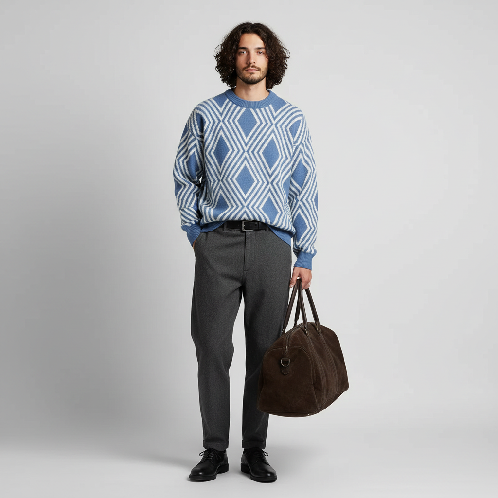 Pánský kašmírový svetr s kulatým výstřihem