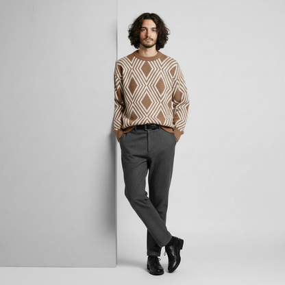 Pánský kašmírový svetr s kulatým výstřihem