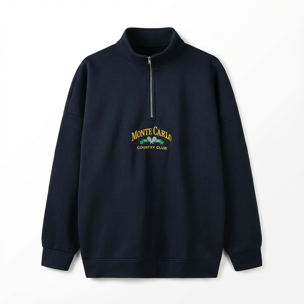 Retro sportovní mikina Monte Carlo na čtvrtý zip (Monte Carlo Quarter Zip Retro Sports Sweatshirt)