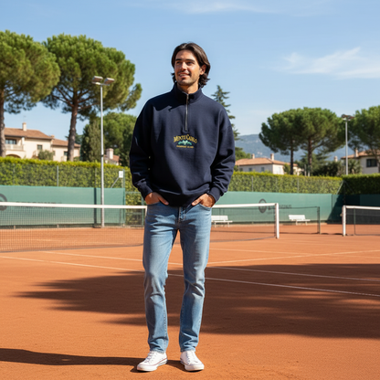 Retro sportovní mikina Monte Carlo na čtvrtý zip (Monte Carlo Quarter Zip Retro Sports Sweatshirt)
